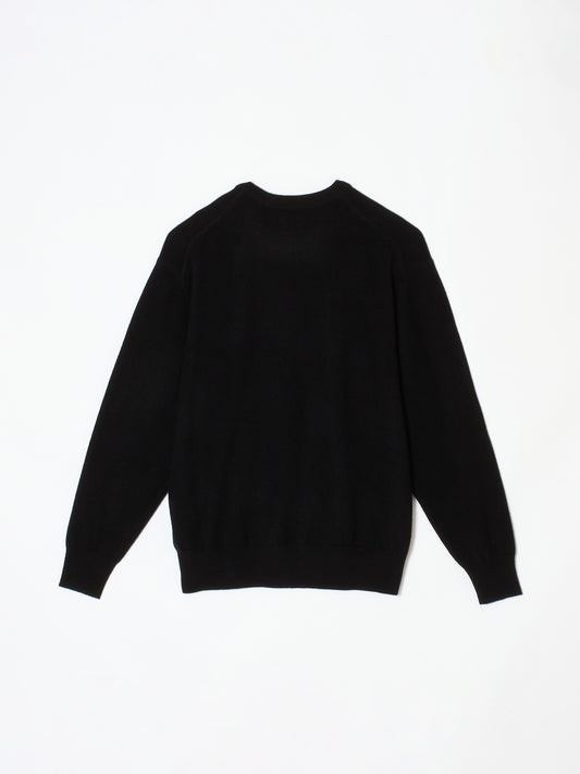 Cashmere crew neck logo knit
