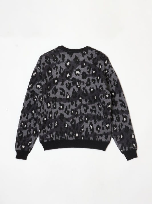 Leopard camo crew neck knit