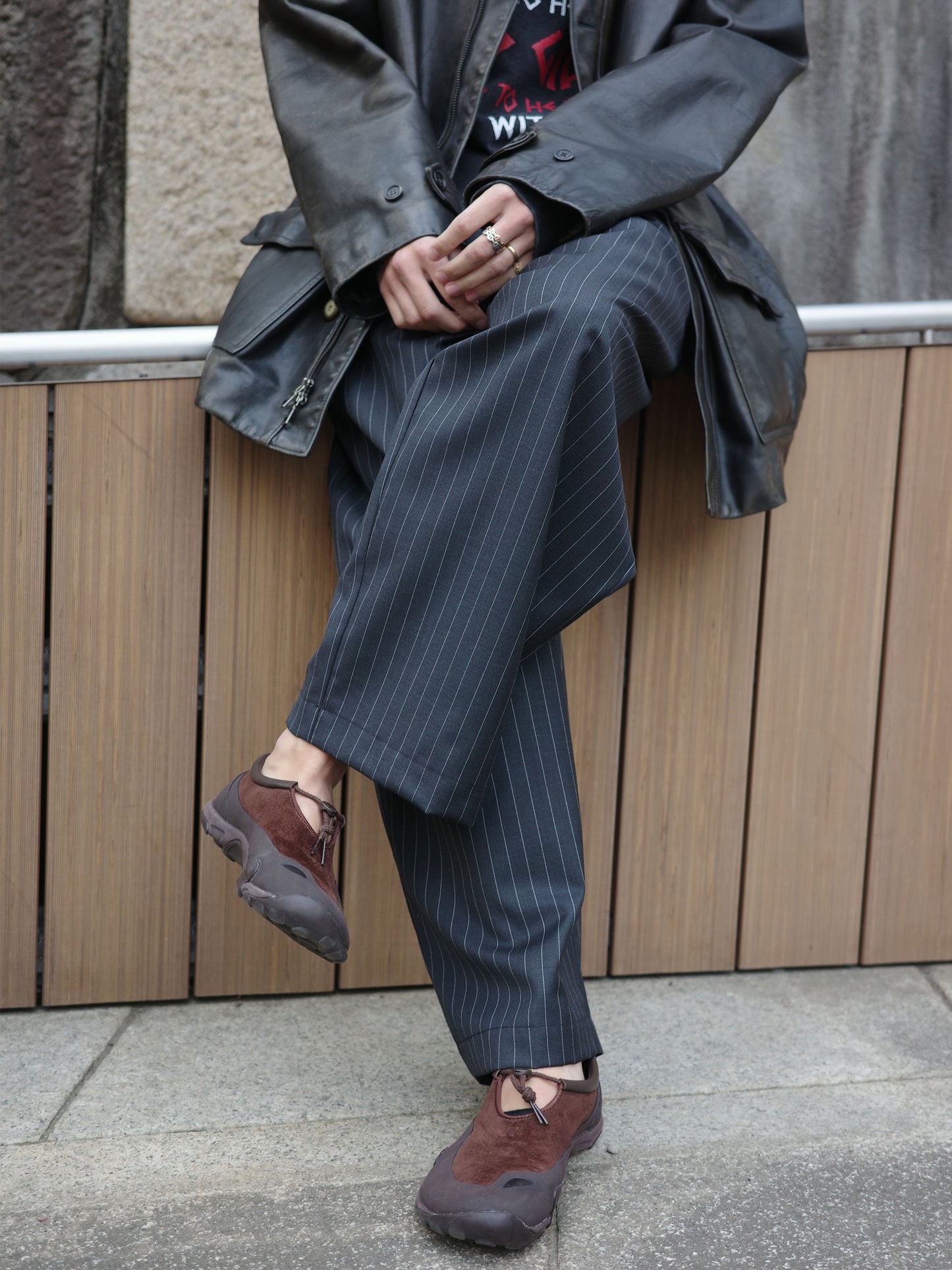 Stripe huge pants